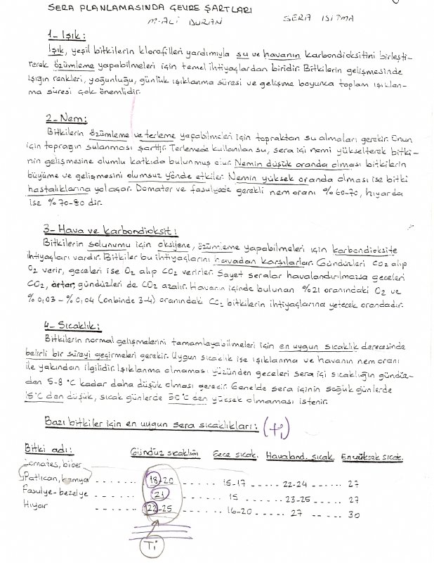 Sera ısıtma Sistemleri Ders Notu Sera ısıtma Sistemleri Ders Notu